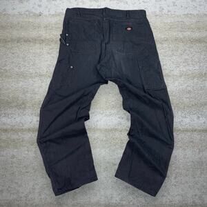 Vintage 90s Dickies Carpenter Pants 38x32 Baggy Wide Leg Black Canvas Dungarees